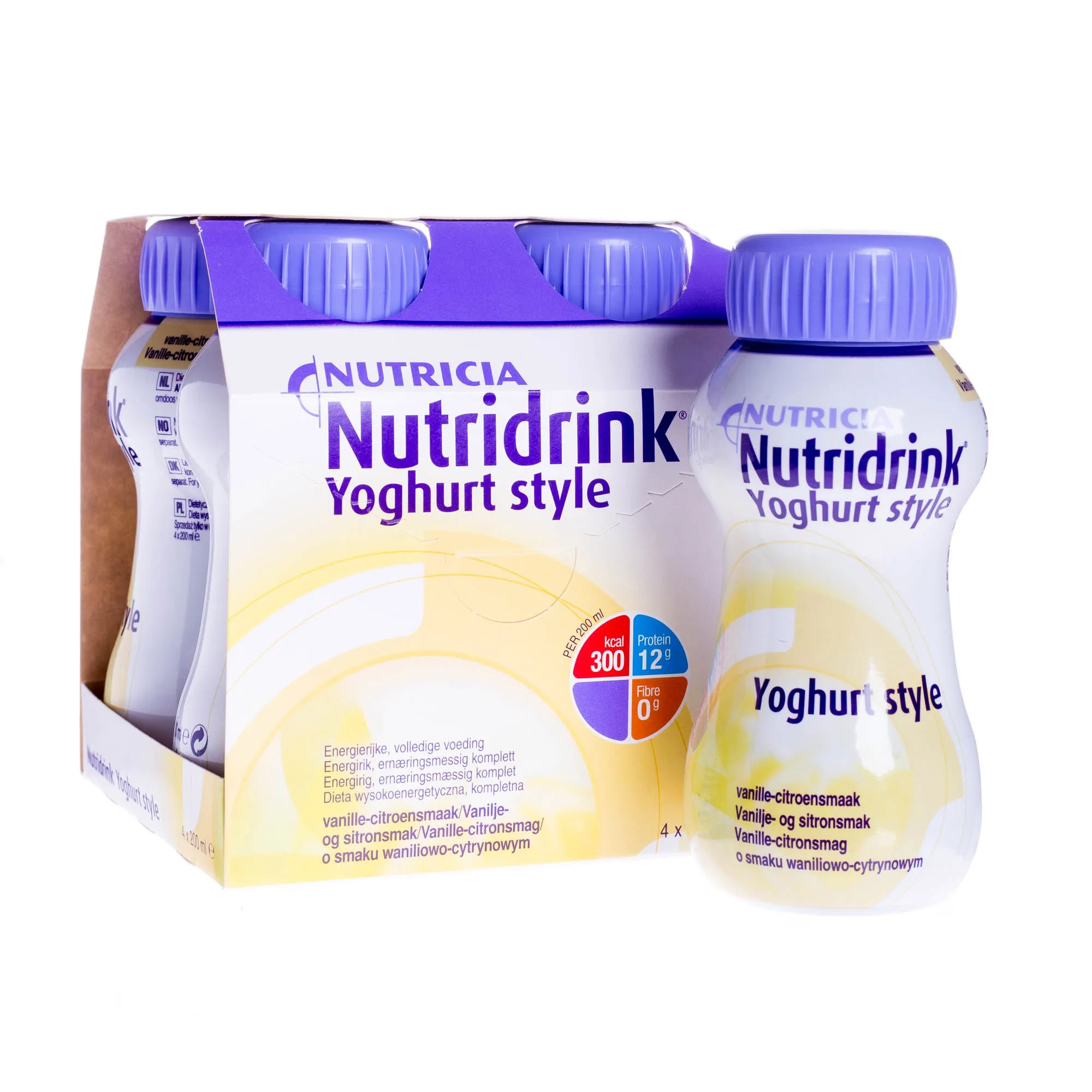Nutridrink yoghurt style, kompletna dieta wysokoenergetyczna o smaku waniliowo-cytrynowym, 4x200 ml 