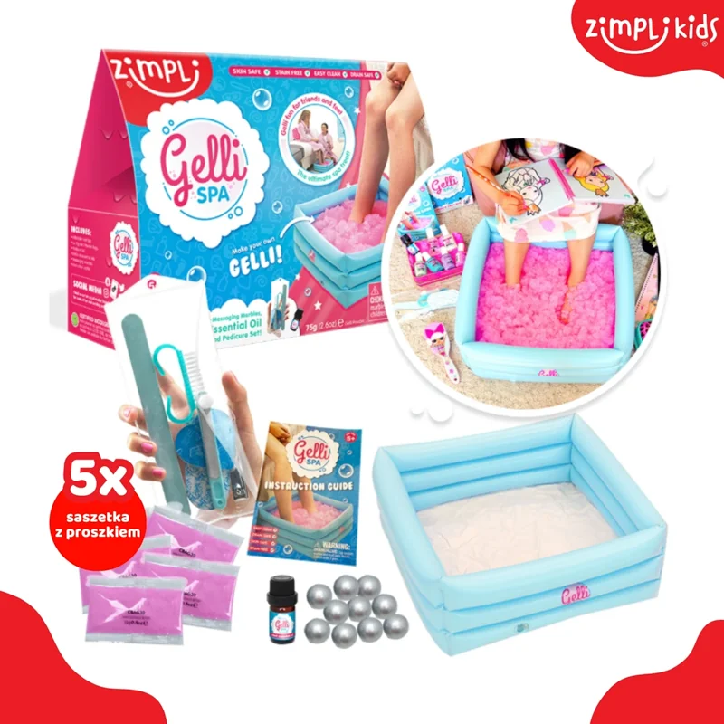 Zimpli Kids Gelli Spa domowe spa dla stóp z miską, przybornikiem i galaretką