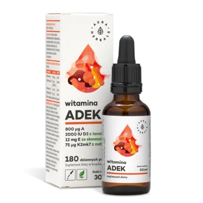 Aura Herbals, Witamina A + D3 + E + K2 (ADEK), suplement diety, krople, 30 ml