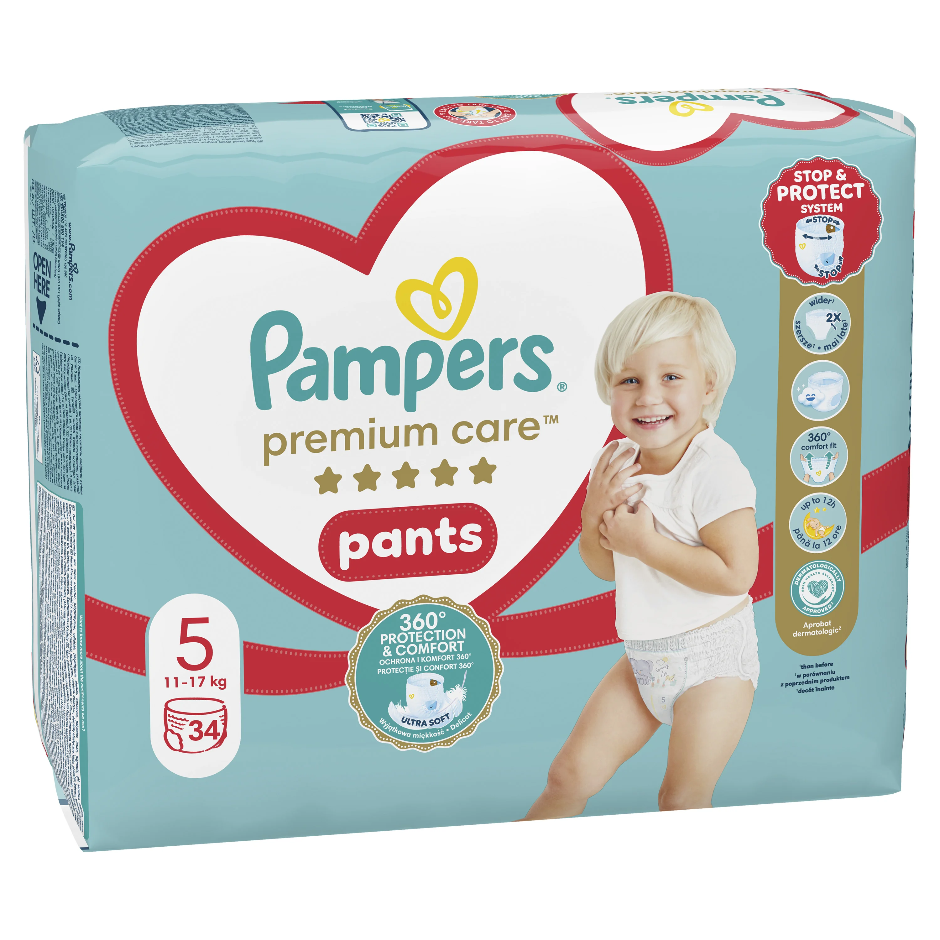 Pampers Premium Care Pants pieluchomajtki, rozmiar 5, 11-17 kg, 34 sztuki