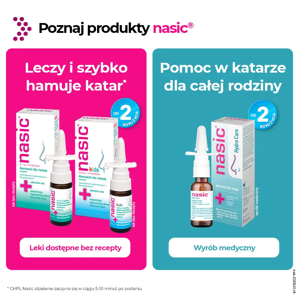 NasicNasic (0,1 mg + 5 mg)/ dawkę aerozol do nosa, 10 ml