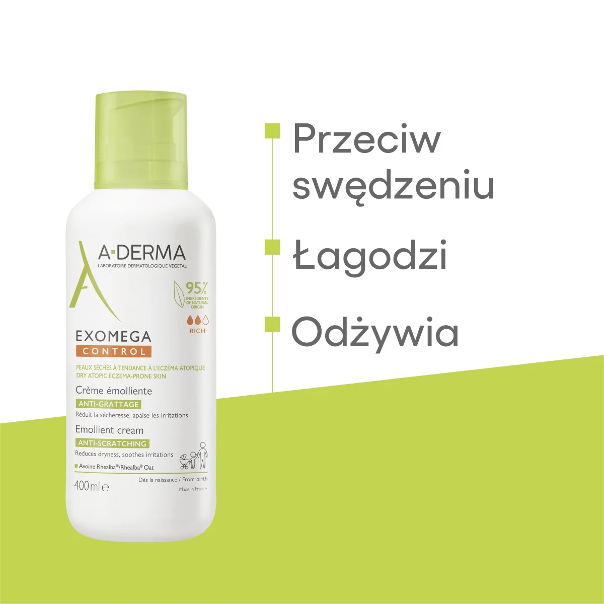 A-DERMA Exomega Control Krem emolient, 400 ml