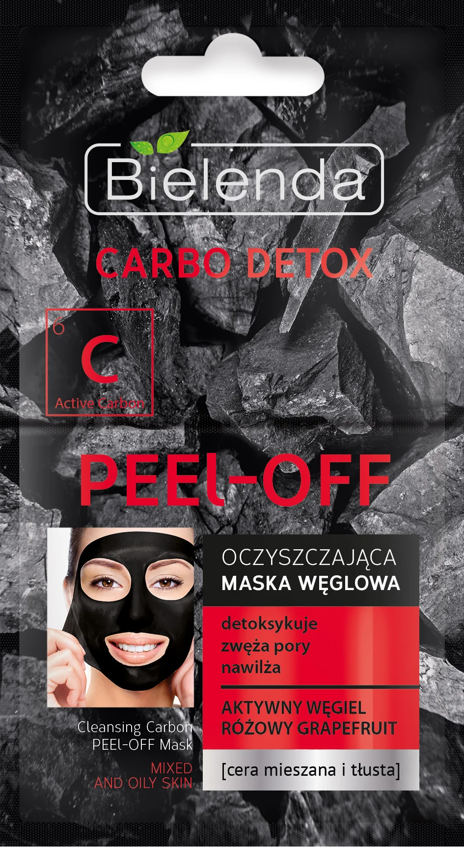 Bielenda Carbo Detox oczyszczająca maska węglowa PEEL-OFF, 2 x 6 g