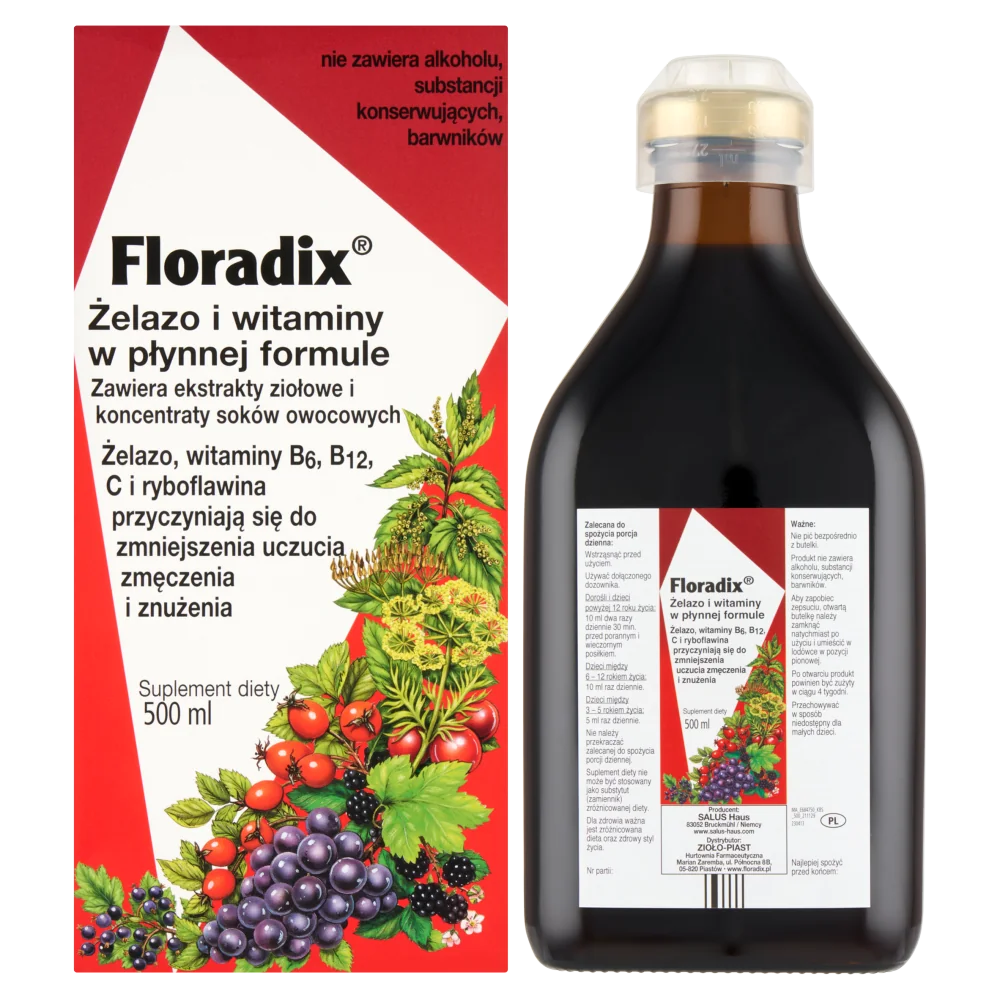 Floradix żelazo i witaminy w płynie, 500 ml