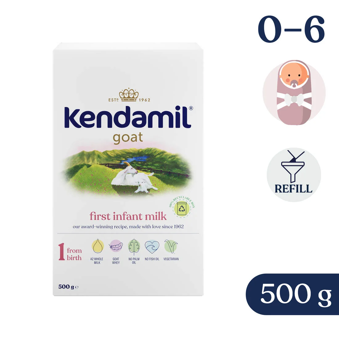 Kendamil® Goat 1 pierwsze kozie mleko dla niemowląt 0-6 m, 500 g