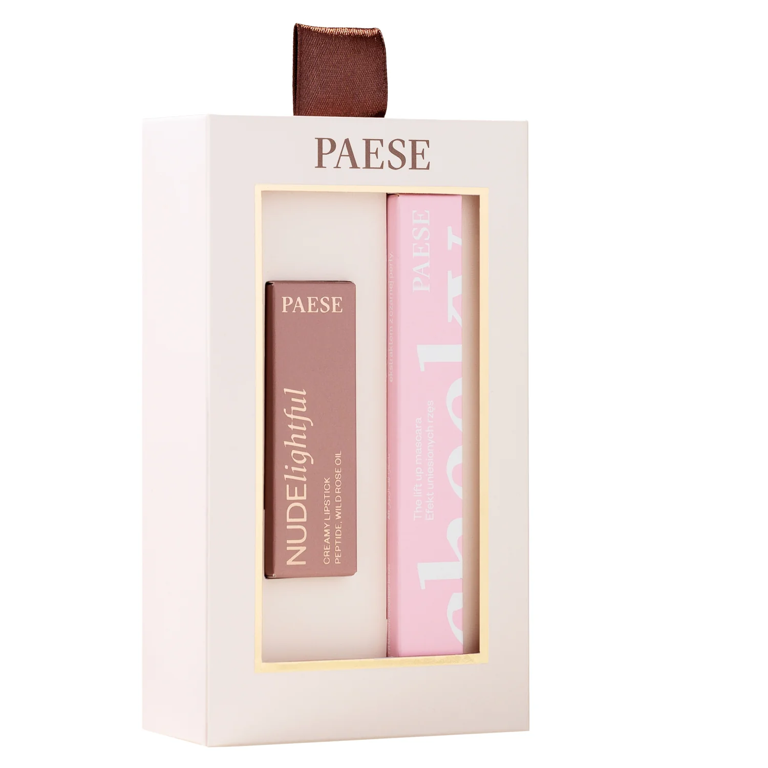 Paese zestaw świąteczny Cheeky Nude Look maskara Cheeky, 12 ml + pomadka Nudelightful, 4 g
