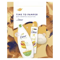Dove Time to Pamper Body Favorites Collection zestaw z żelem pod prysznic, dezodorantem i mydłem w kostce, 225 ml + 150 ml + 90 g