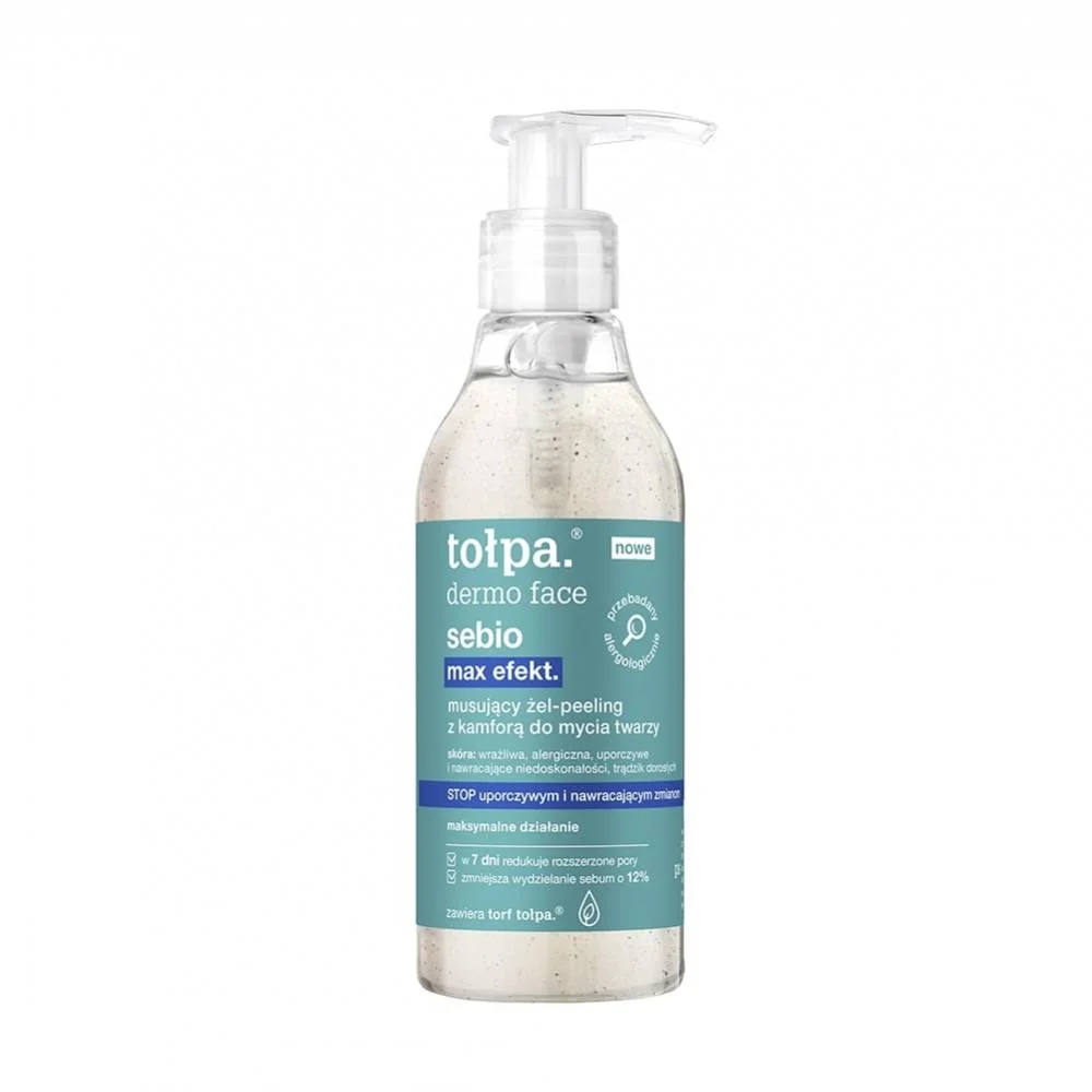 Tołpa Dermo Face musujący żel-peeling do mycia twarzy z kamforą, 195 ml