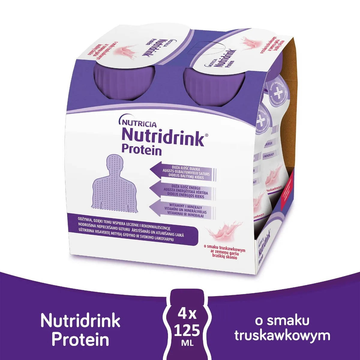 Nutridrink Protein, o smaku truskawkowym, 4x125 ml 