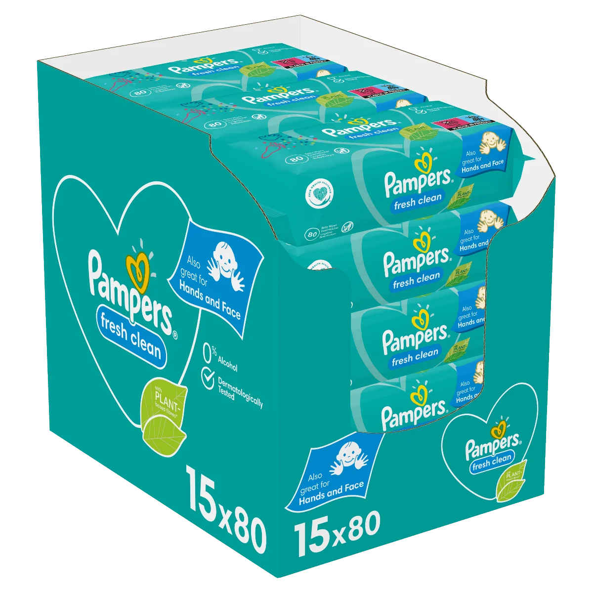 Pampers Fresh Clean chusteczki nawilżane, 15 x 80 szt.