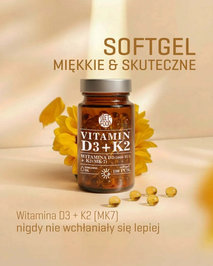 DIET-FOOD Witamina D3+K2 180 kapsułek miękkich