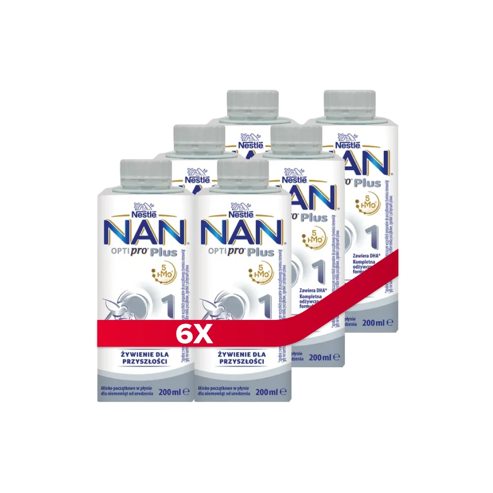 NAN OPTIPRO Plus 1 mleko początkowe w płynie dla niemowląt od urodzenia 6 x 200 ml
