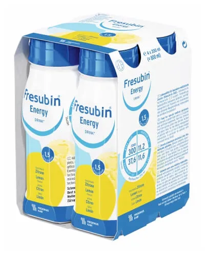 Fresubin Energy Drink, płyn odżywczy o smaku cytrynowym, 4 x 200 ml