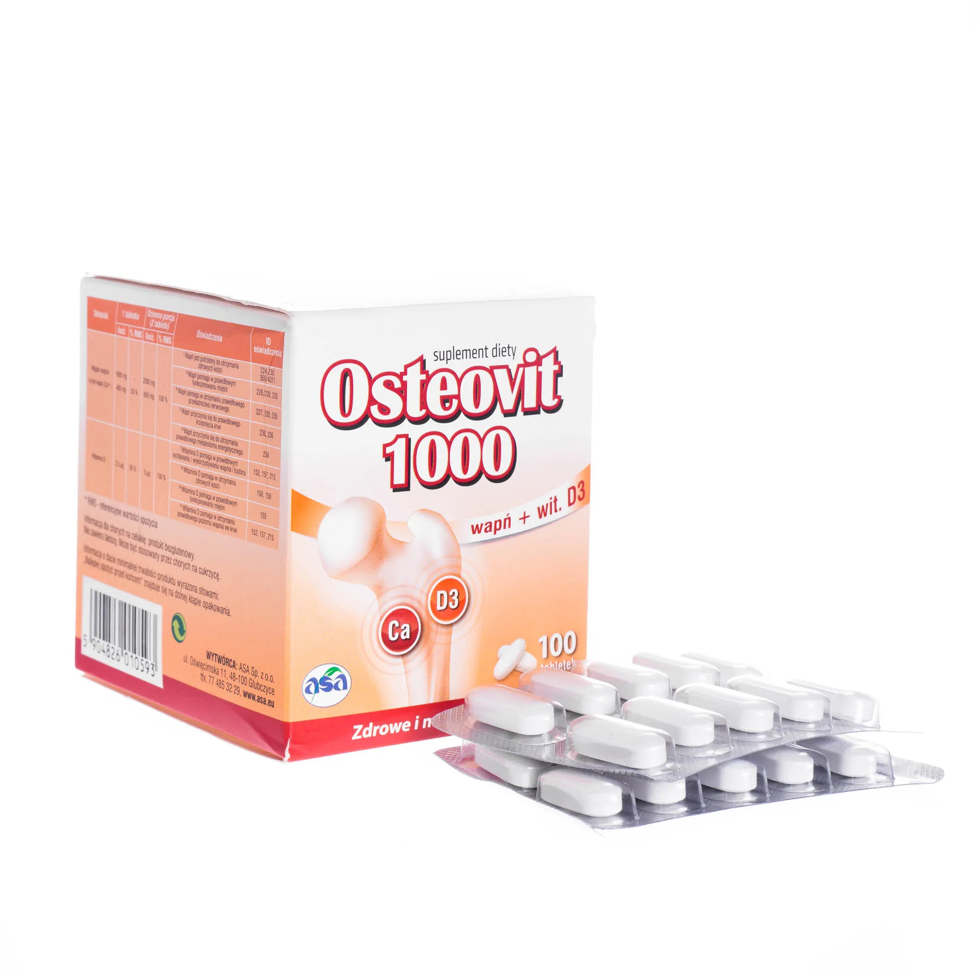 Osteovit 1000 - suplement diety bogaty w wapń i wit. D, 100 tabletek 