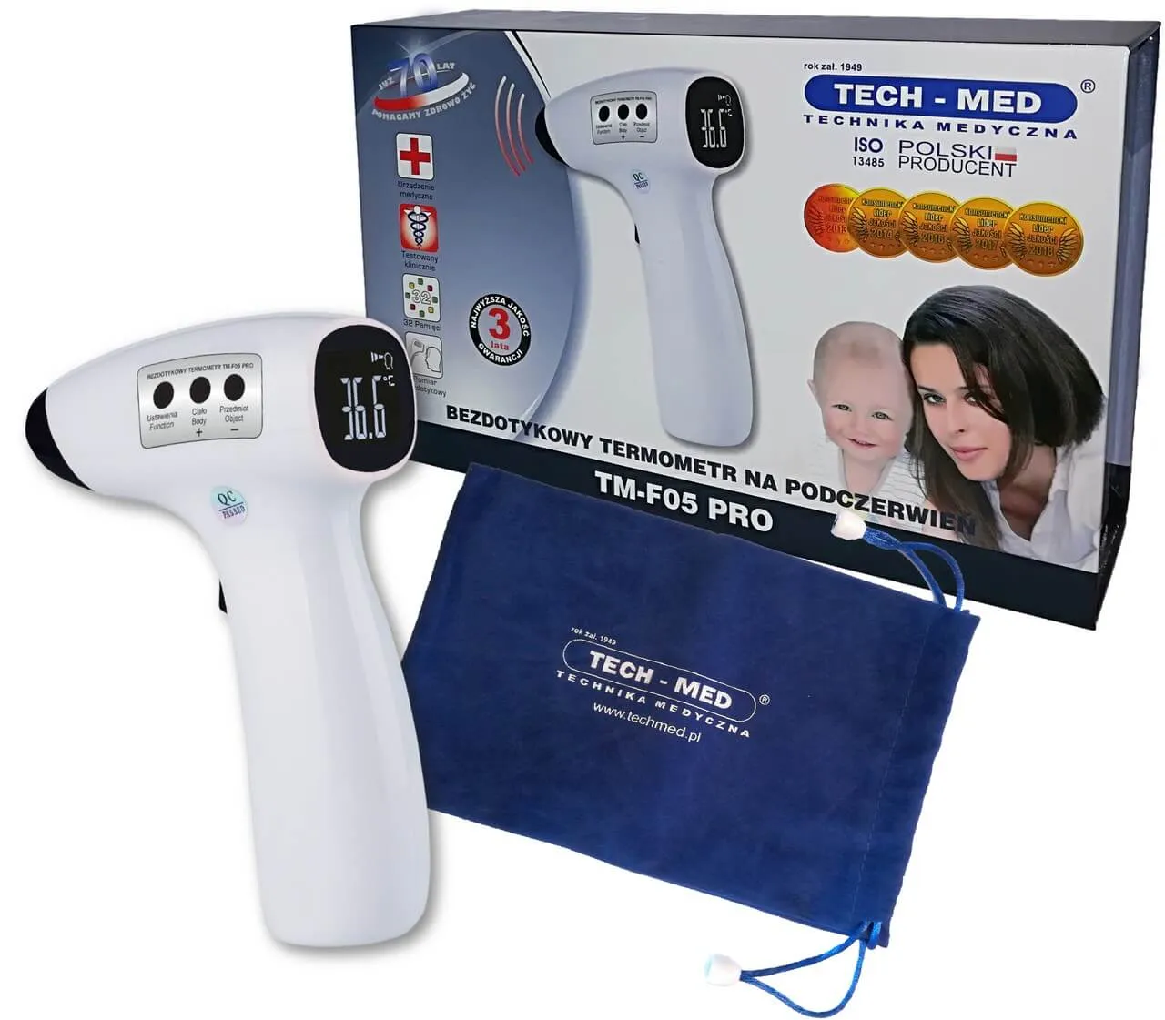 Tech-Med TM-F05 PRO, termometr bezdotykowy, 1 sztuka