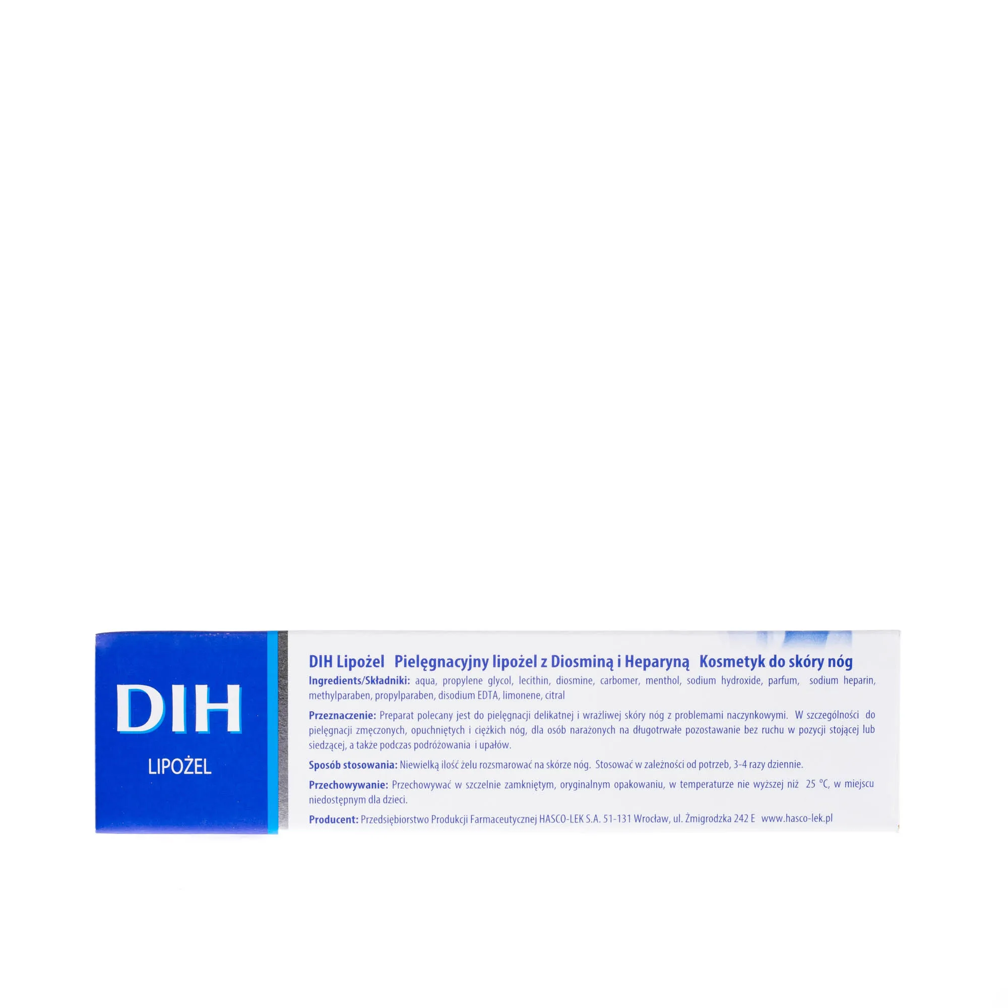Dih Lipożel - pielęgnacyjny lipożel z diosminą i heparyną do zmęczonych, opuchniętych i ciężkich nóg, 100 g 