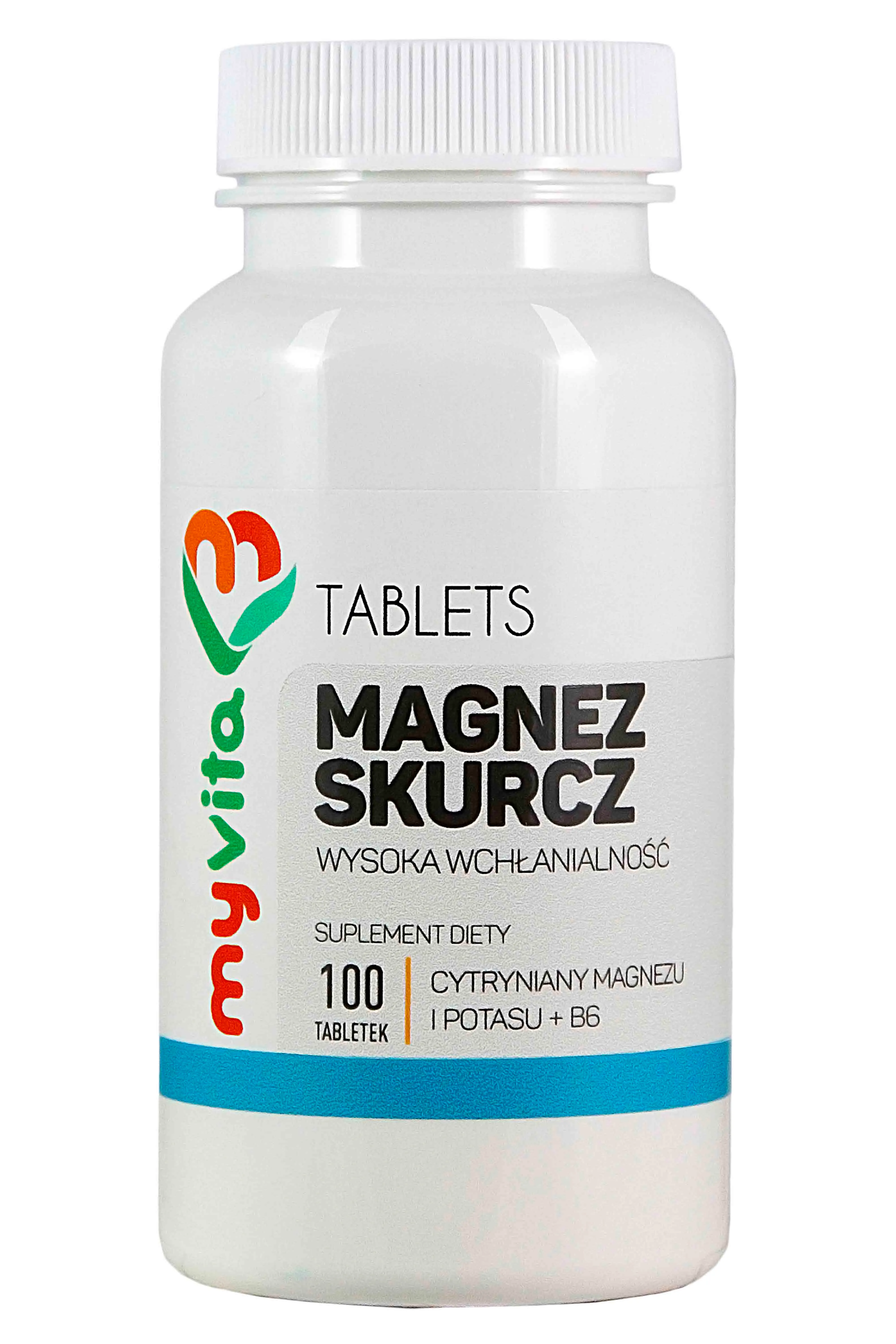 MyVita, Magnez skurcz (cytryniany magnezu + potas + witamina B6), suplement diety, 100 tabletek