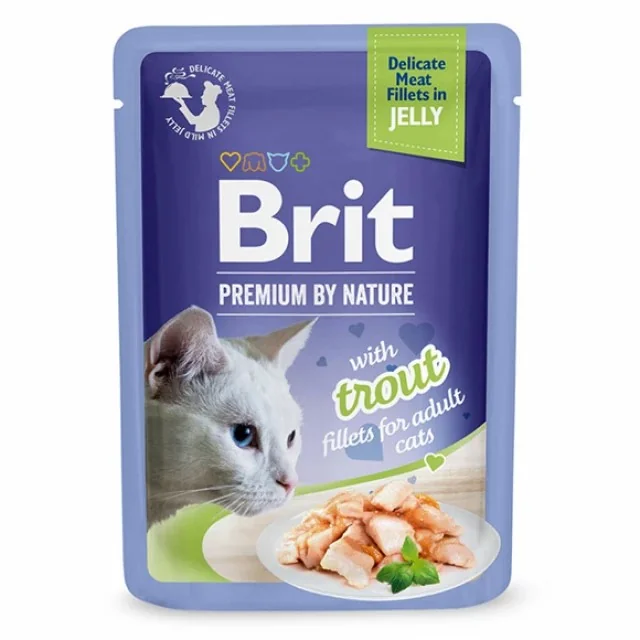 Brit Premium Fillets Jelly with trout Mokra karma z filecikami pstrąga w galaretce dla dorosłych kotów, 85g