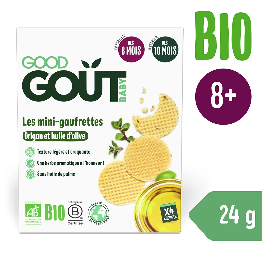 Good Gout BIO wafle z oregano i olwią z oliwy, 24 g