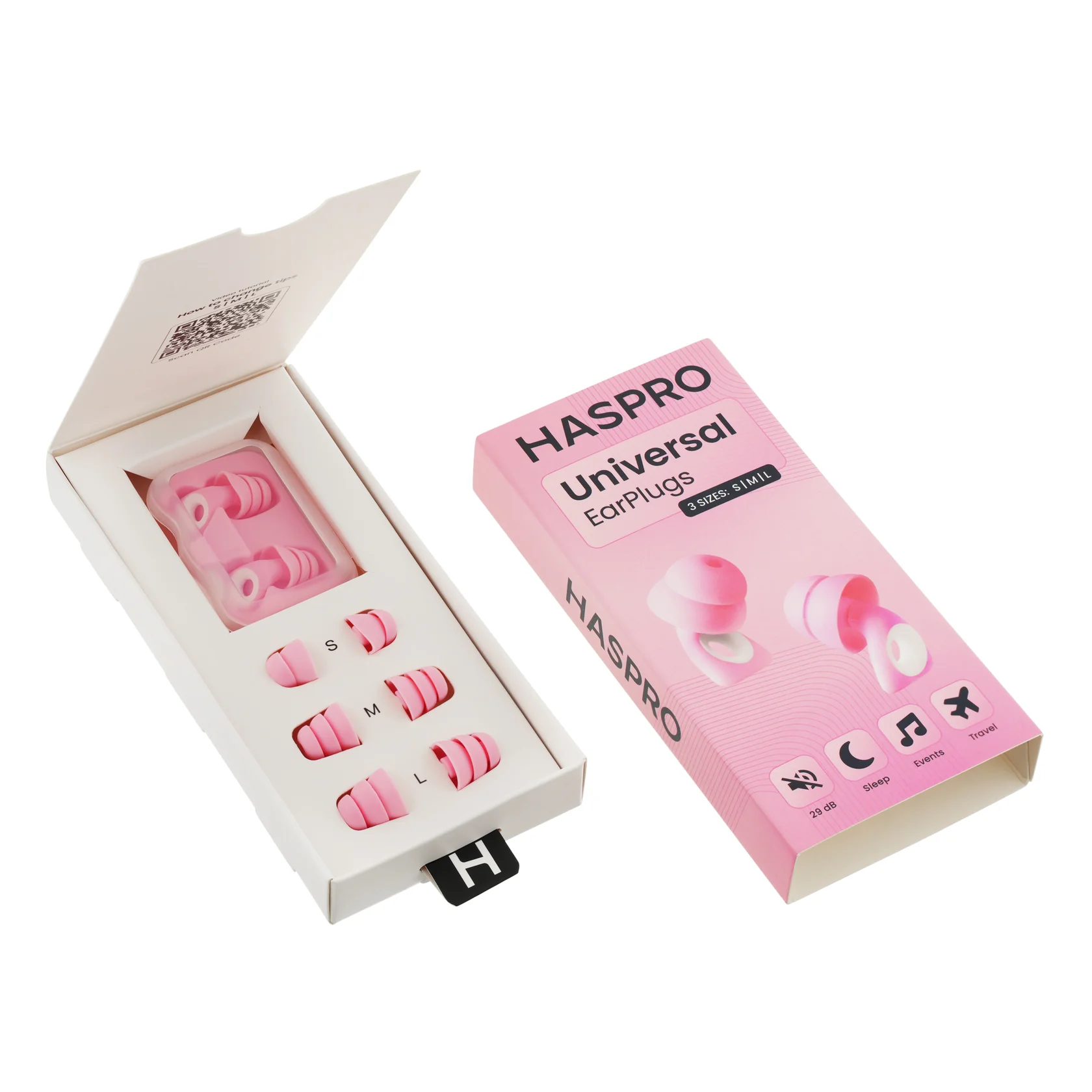 HASPRO Universal silikonowe zatyczki do uszu różowe, 2 sztuki
