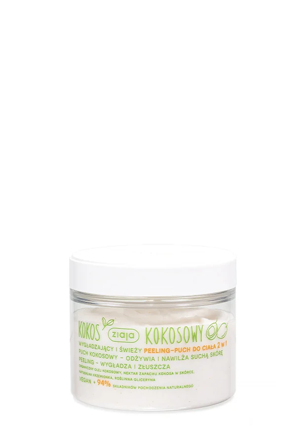 Ziaja Kokos wygładzający i świeży peeling-puch do ciała 2w1, 270 ml