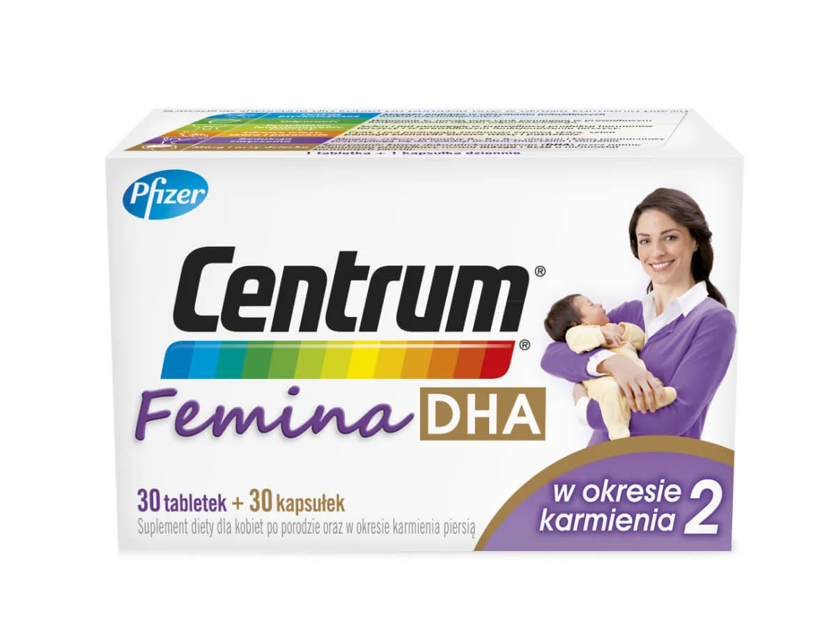 Centrum Femina DHA 2 w okresie karmienia, suplement diety, 30 tabletek + 30 kapsułek