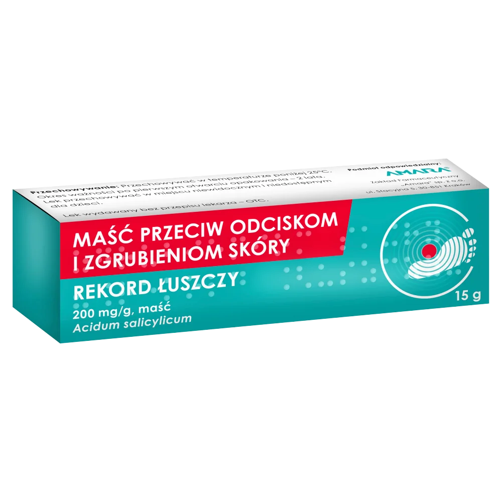 Rekord Łuszczy maść przeciw odciskom i zgrubieniom skóry, 200 mg/g, 15 g