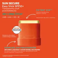 SVR Sun Secure Easy Stick SPF 50+, transparentny sztyft przeciwsłoneczny SPF 50+, 10 g