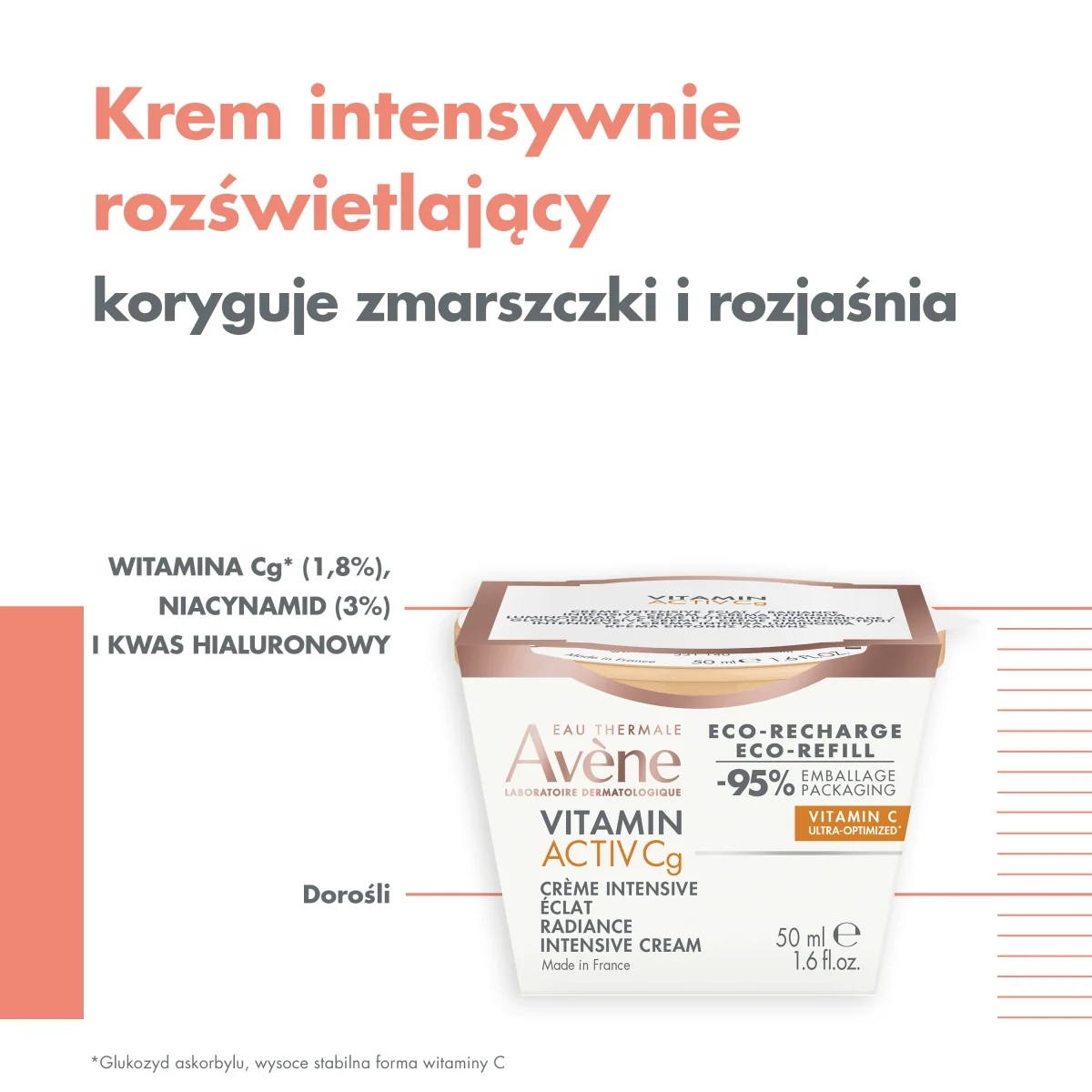 Avène Vitamin Activ Cg krem intensywnie rozjaśniający REFILL, 50 ml