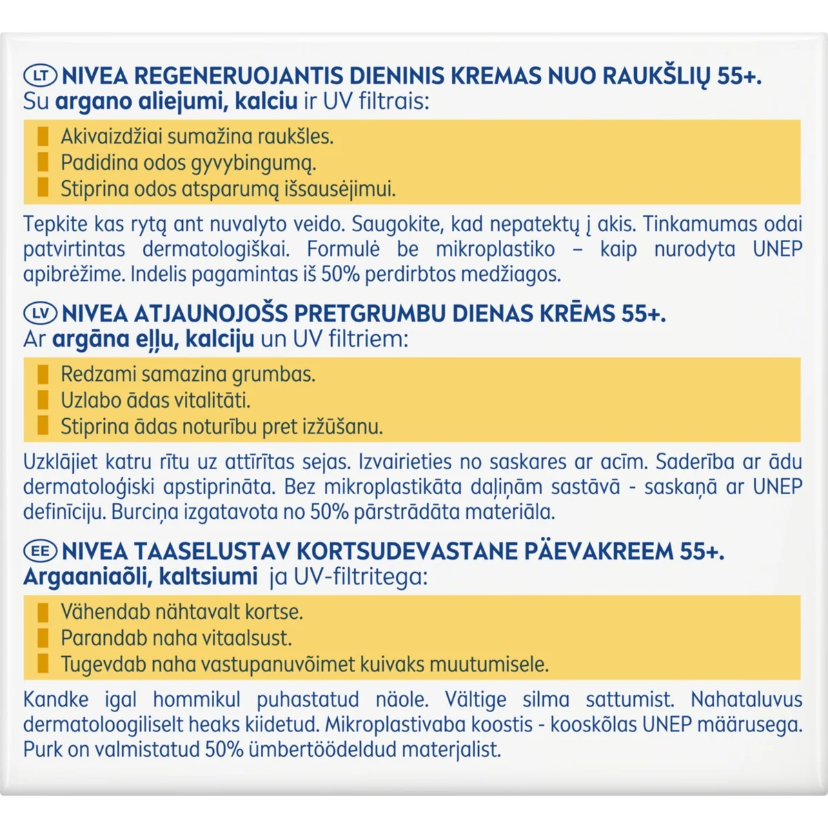 Nivea Przeciwzmarszczkowy + Rewitalizujący krem na dzień SPF 15 55+, 50 ml