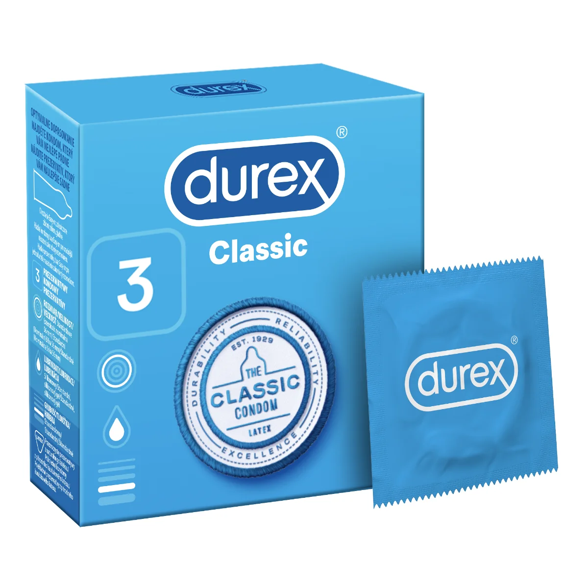 Durex Classic prezerwatywy, 3 szt.