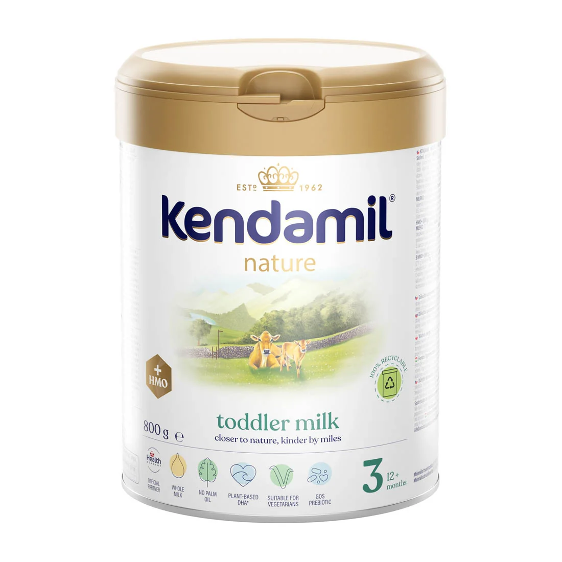 Kendamil Nature 3 HMO+ Mleko Junior dla niemowląt od 12 do 36 miesiąca życia, 800 g