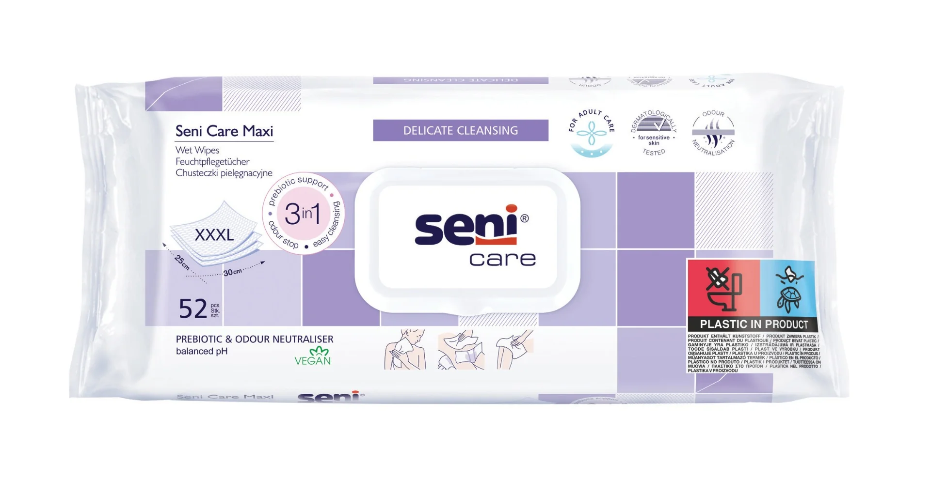 Seni Care Maxi chusteczki pielęgnacyjne, 52 szt.