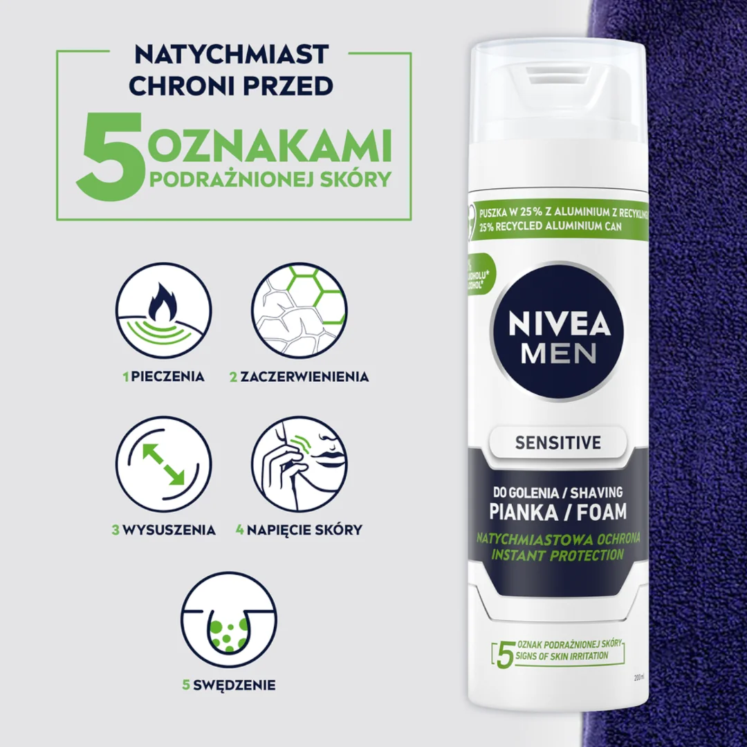 Nivea Men Sensitive łagodząca pianka do golenia, 200 ml