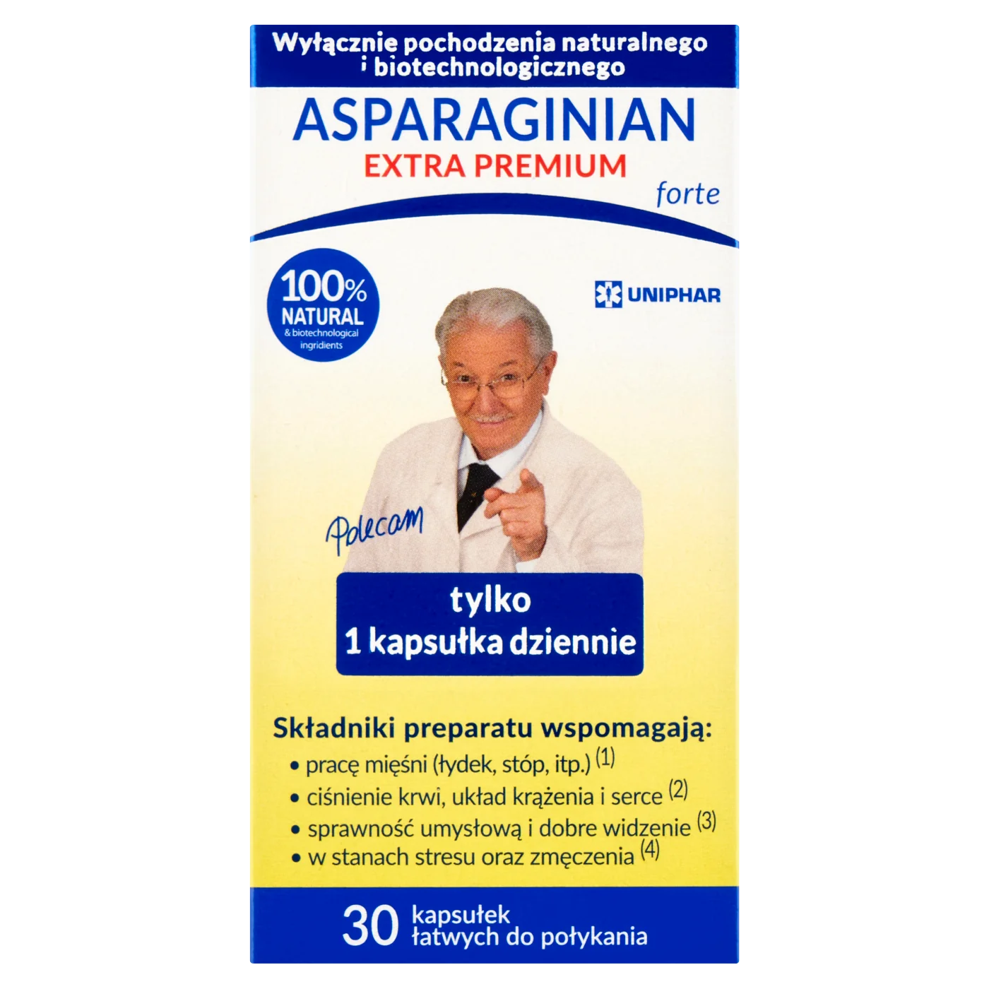 Asparaginian Extra Premium Forte suplement diety, 30 kapsułek