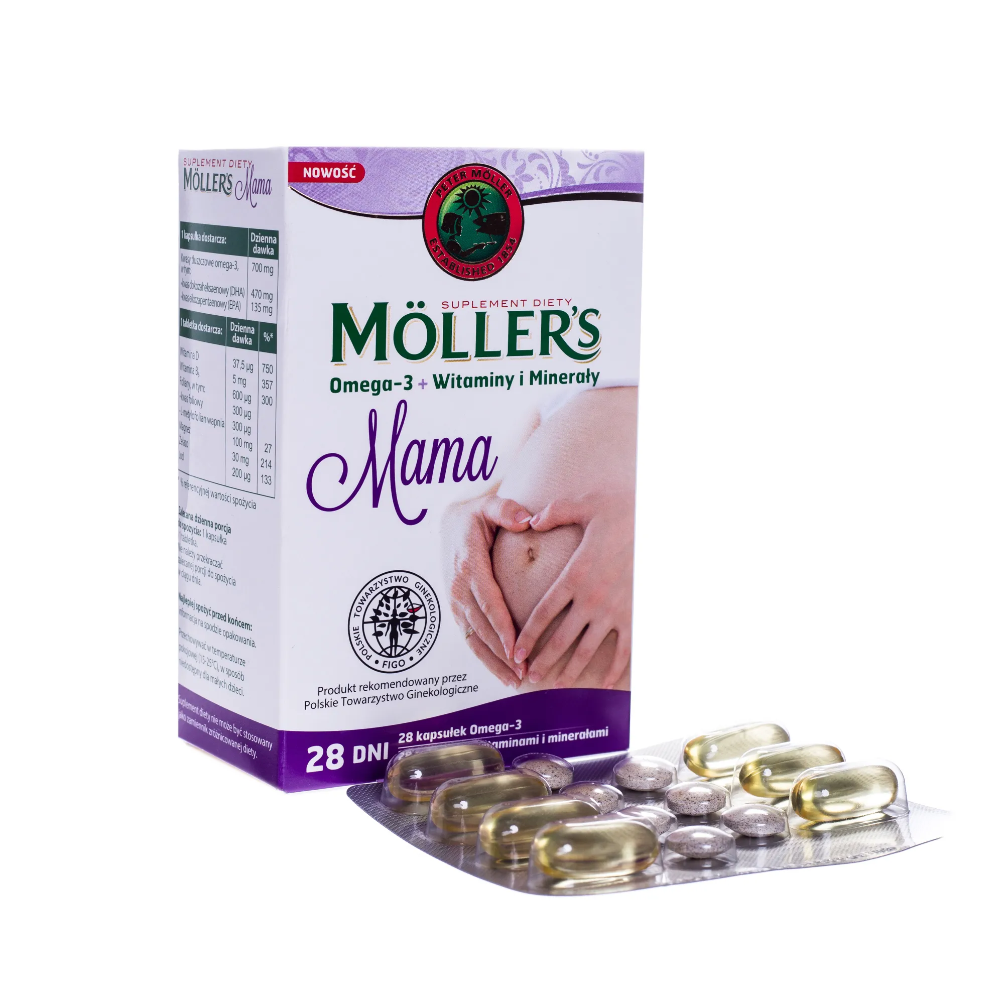 Mollers Mama, suplement diety, 28 kapsułek i 28 tabletek