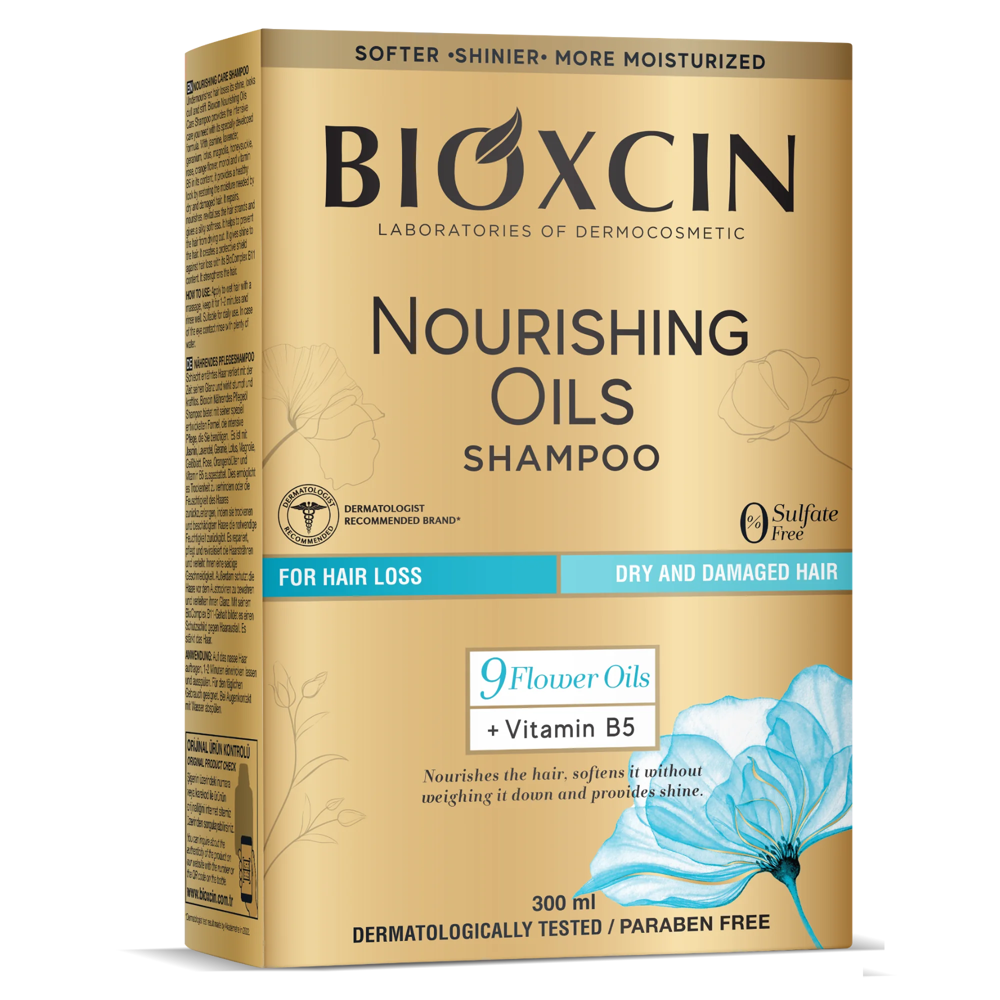 Bioxcin Nourishing Oils szampon do włosów zniszczonych z olejkami odżywczymi, 300 ml
