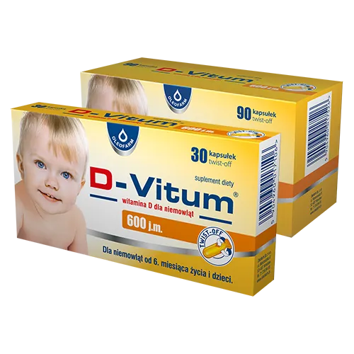 D-Vitum witamina D3 dla niemowląt 600 j.m., suplement diety, 90 kapsułek twist-off