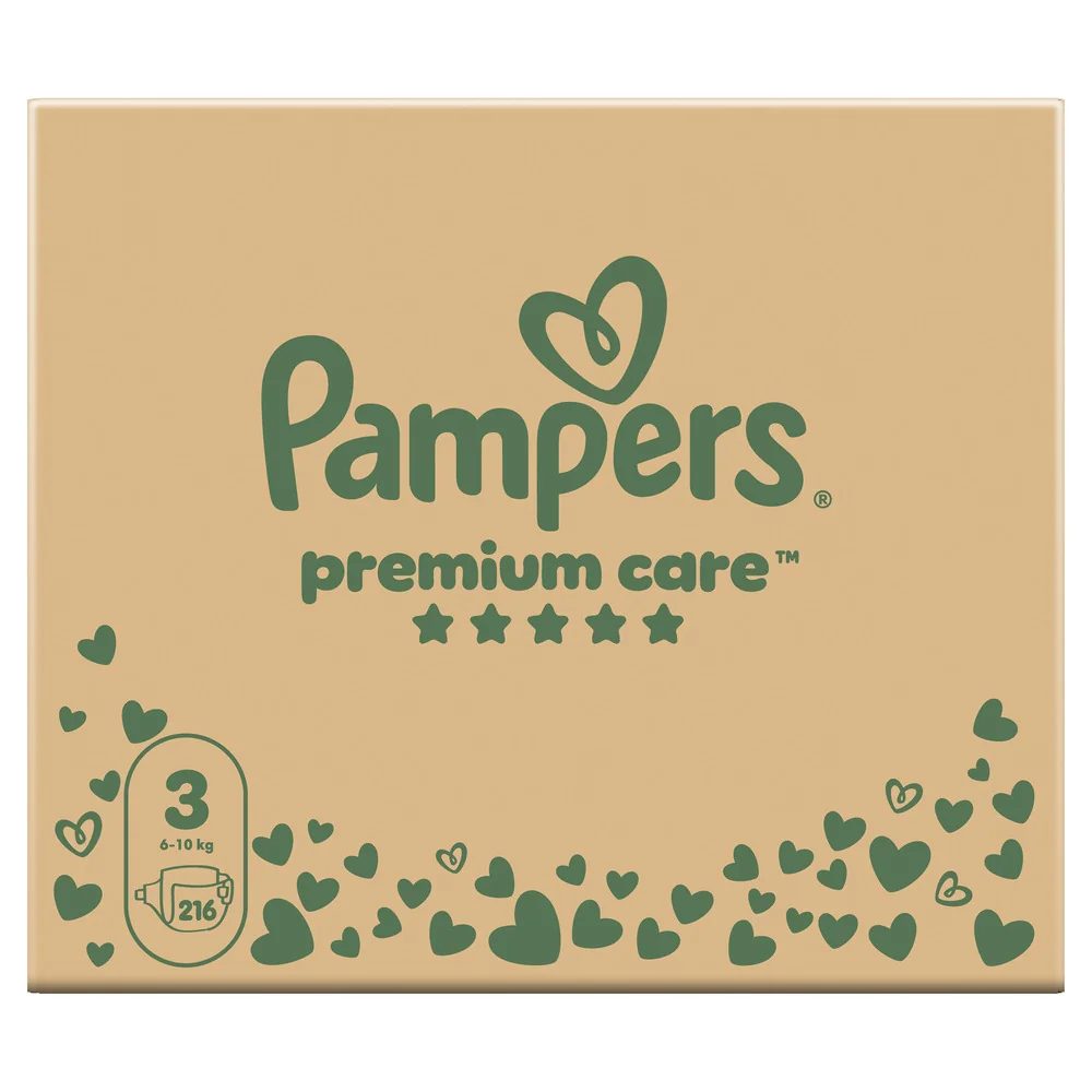 Pampers Premium Care 3 pieluchy, rozmiar 3, 6-10 kg, 216 sztuk