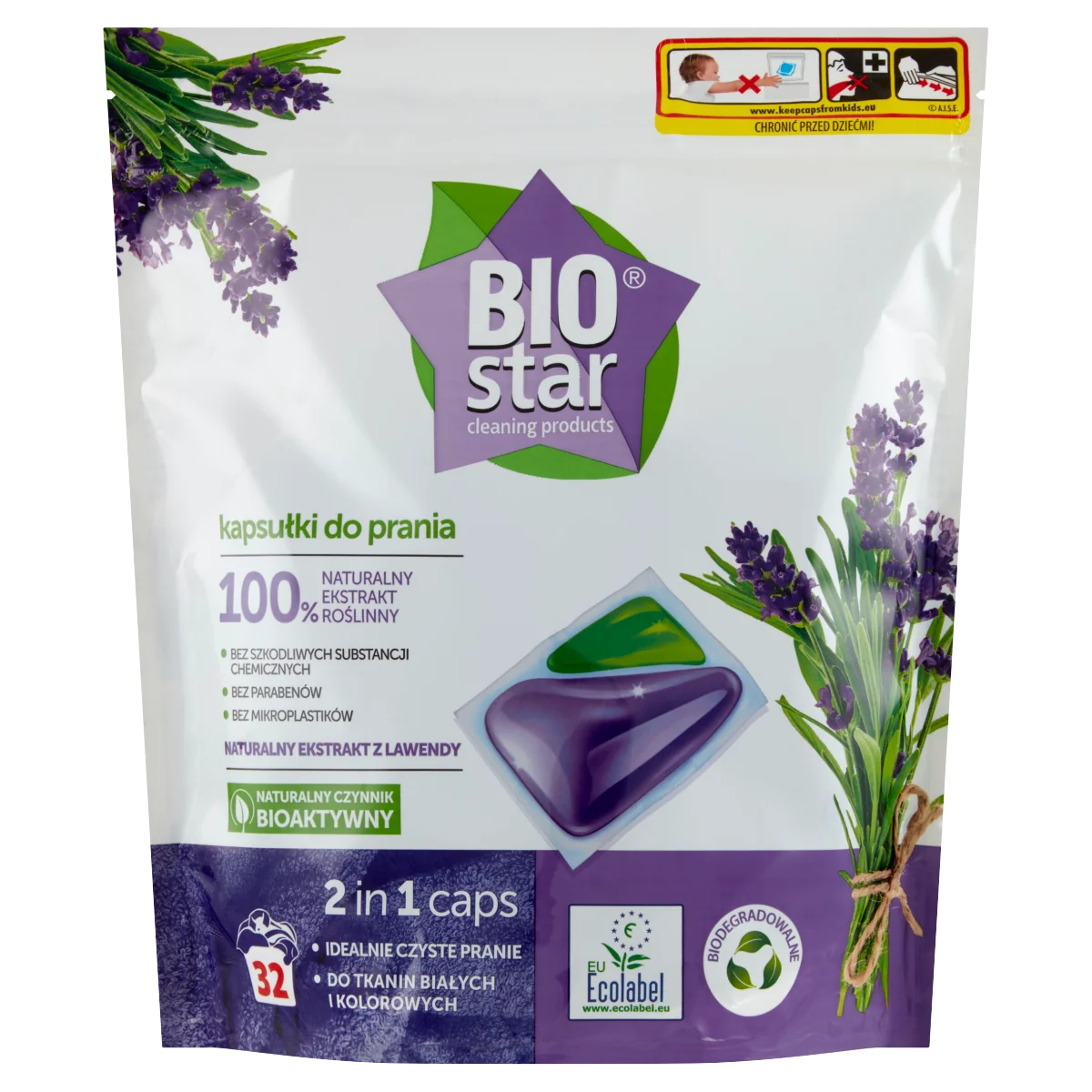 BIOstar Natural. lawendowe kapsułki do prania 2w1, 32 szt