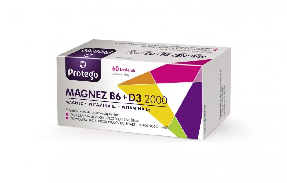 Protego Magnez B6 + D3 2000 suplement diety, 60 tabletek