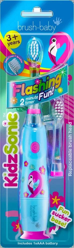 Brush-Baby KidzSonic szczoteczka soniczna dla dzieci w wieku 3+ lat Flamingo, 1 sztuka