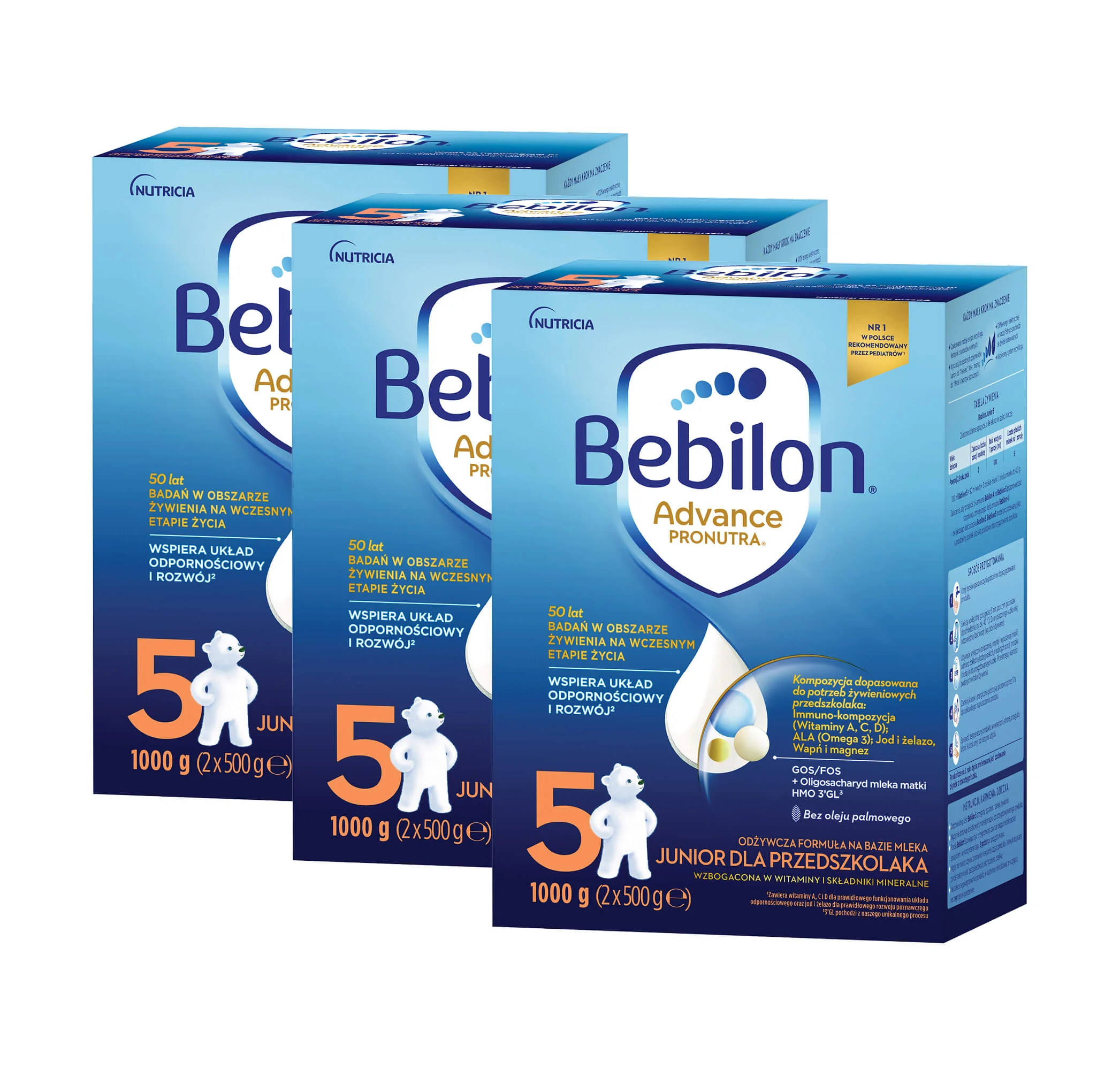 Bebilon 5 Advance Pronutra Junior mleko modyfikowane dla przedszkolaka,  3 x 1000 g