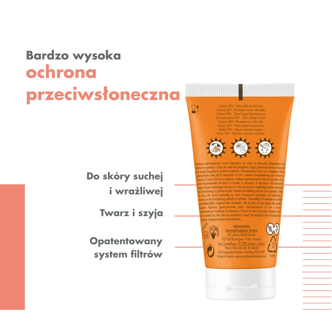 Avene Eau Thermale krem SPF 50+, 50 ml