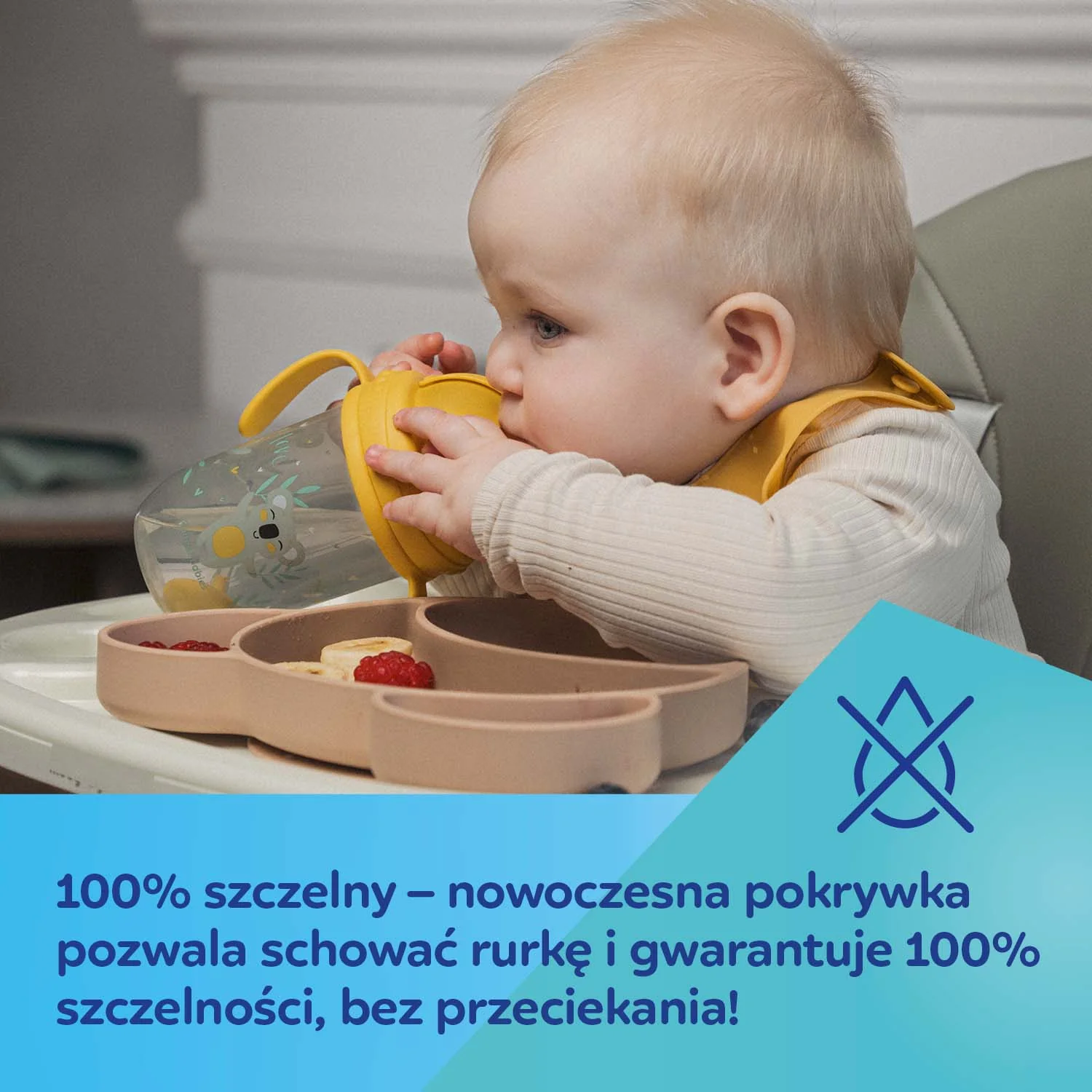 Canpol Babies kubek niekapek z rurką i odważnikiem żółty 270 ml, 1 sztuka