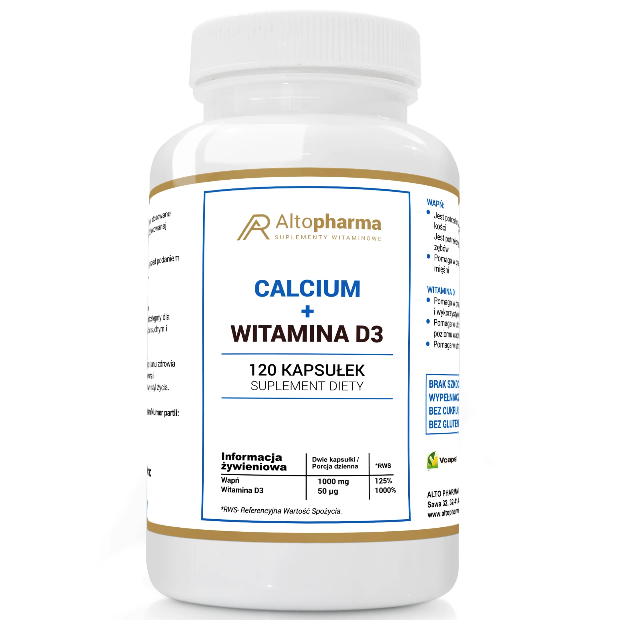 Altopharma Calcium + Witamina D3 120 kapsułek