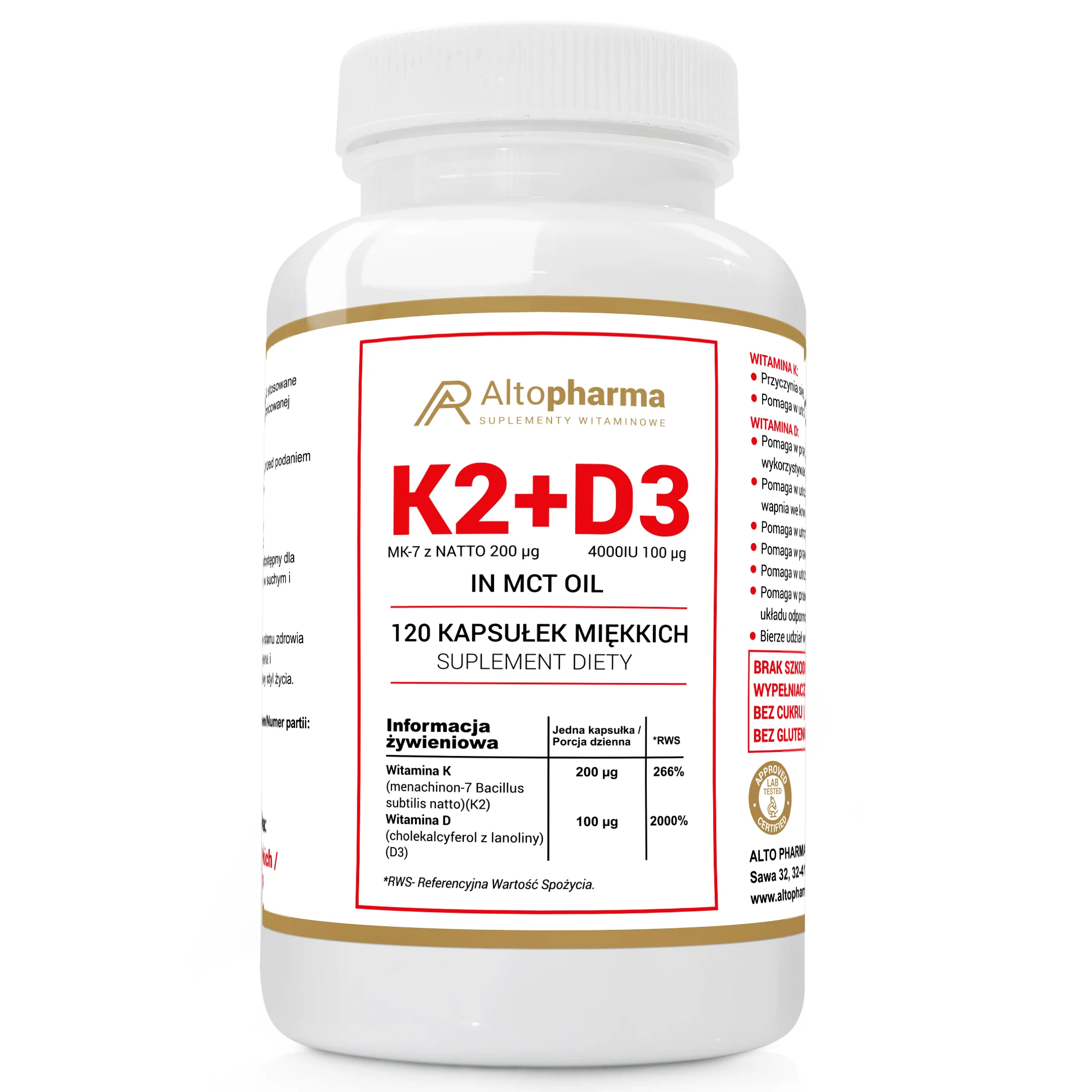 Altopharma K2 + D3 120 kapsułek miękkich