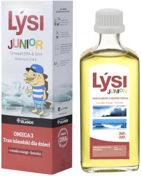 Lysi tran islandzki dla dzieci o smaku mango-limonka
