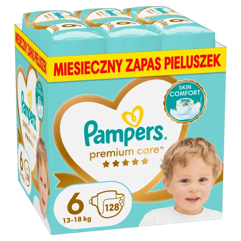 Pampers Premium Care pieluszki dla dzieci rozmiar 6, 13-18 kg, 128 szt.