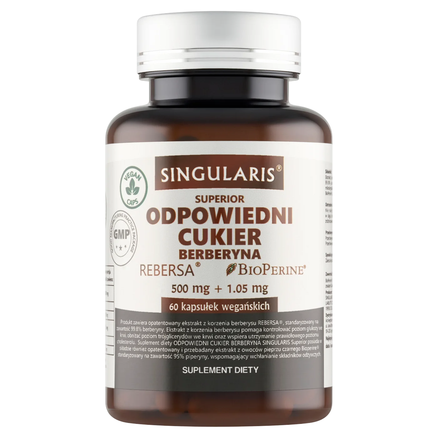 Singularis Superior Odpowiedni Cukier Berberyna 500 mg 60 kapsułek